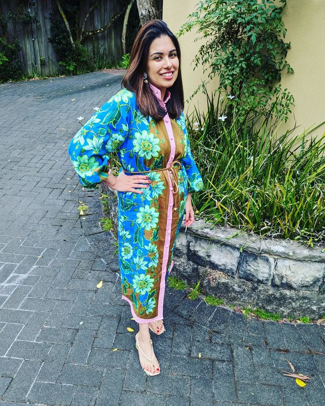 Alemais Turquoise linen midi available to rent
